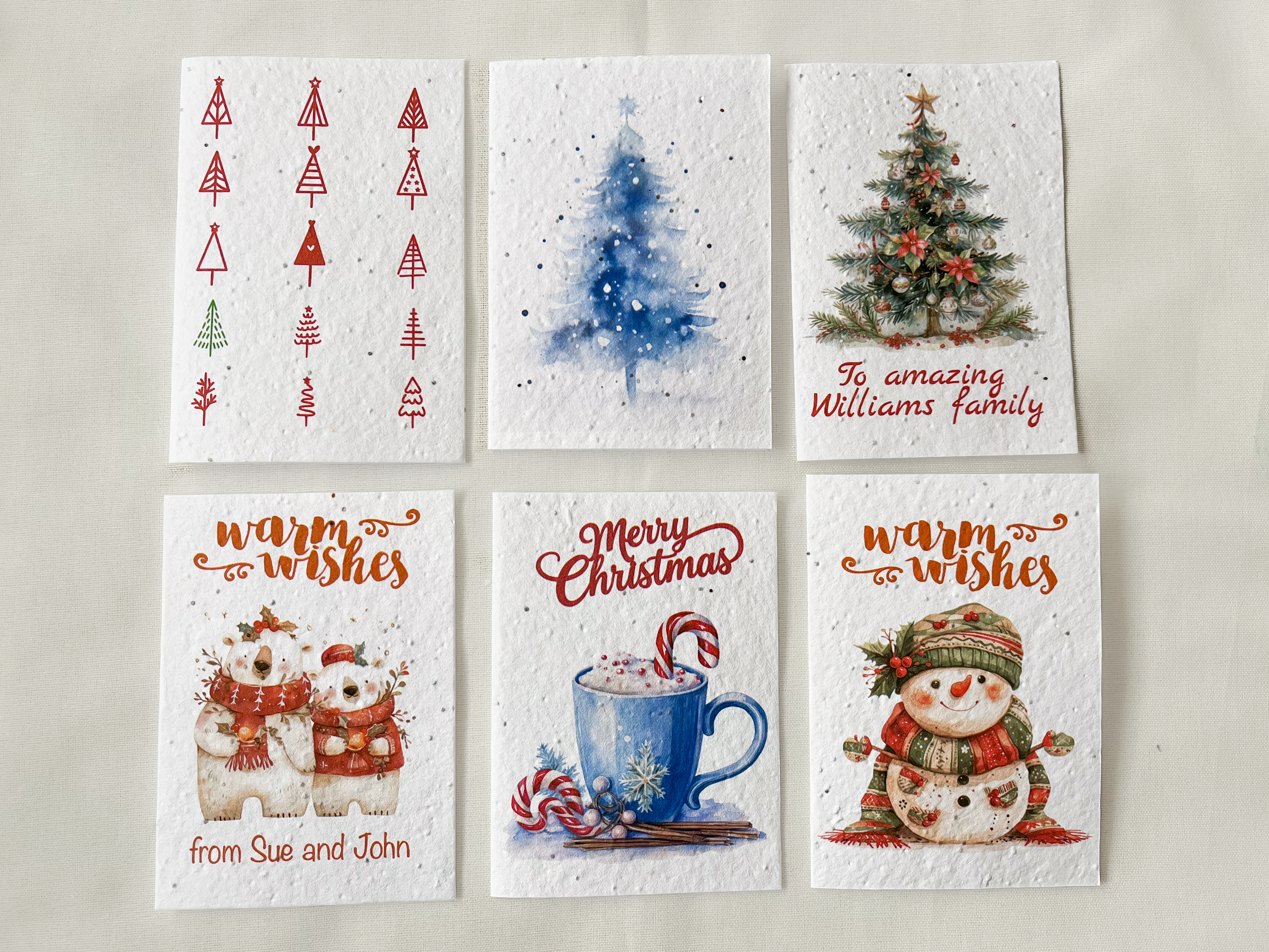 Christmas cards printed on seed paper