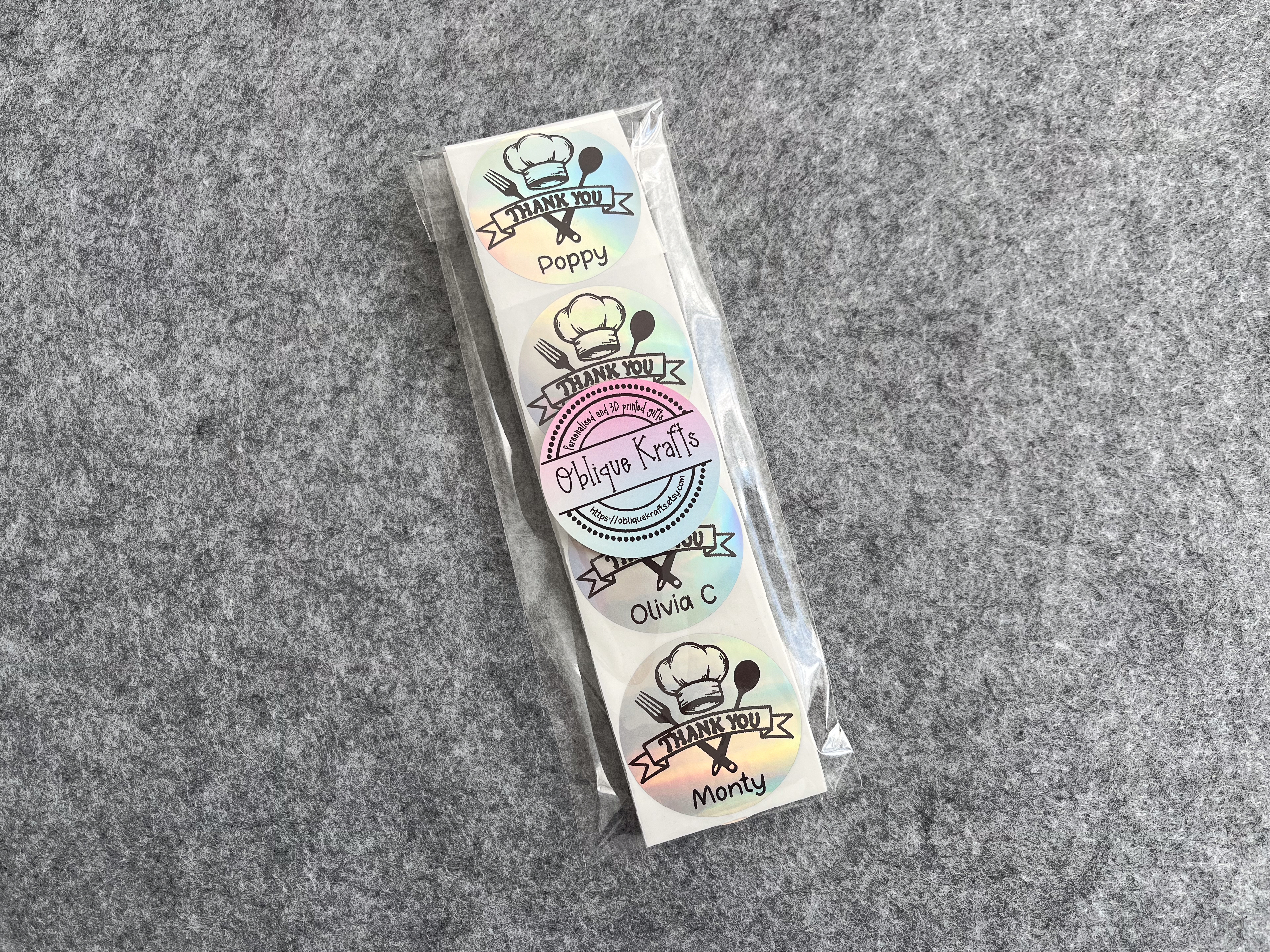 Packaged personalised sticker set for party bags