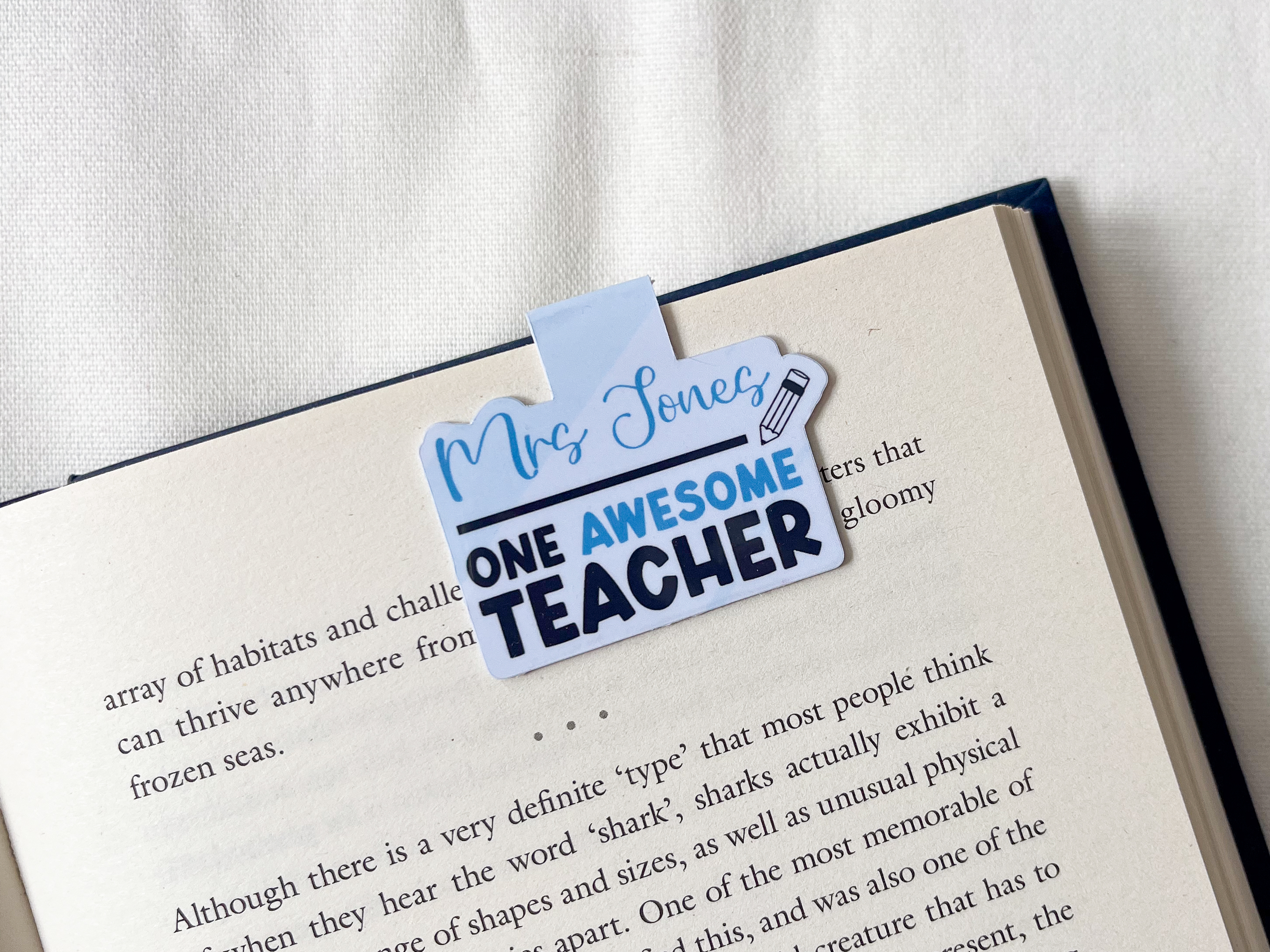 Personalised magnetic bookmark for a teacher